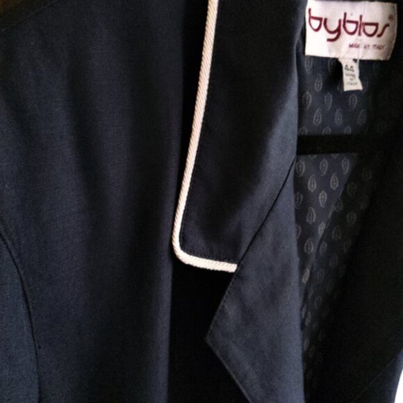 Vintage 90s navy blue chic Italian Byblos embroidered blazer jacket - Picture 5 of 11